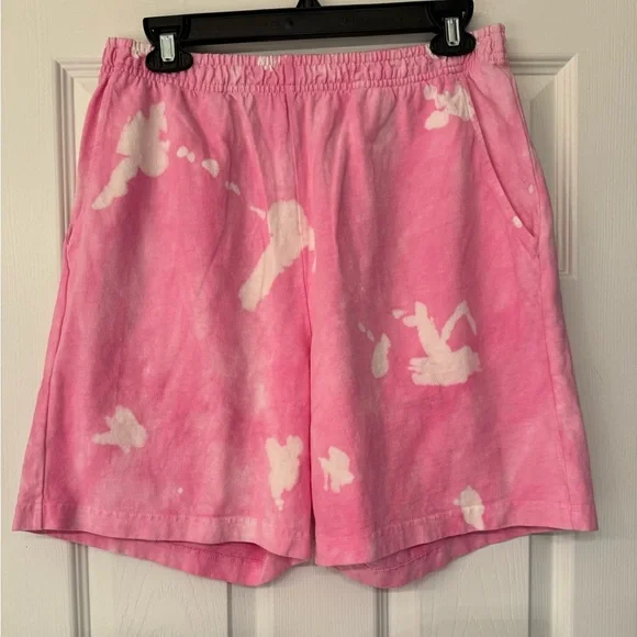 SPORTY & RICH Pink Tie Dye Cotton Jersey Shorts Size Medium - Picture 5 of 10